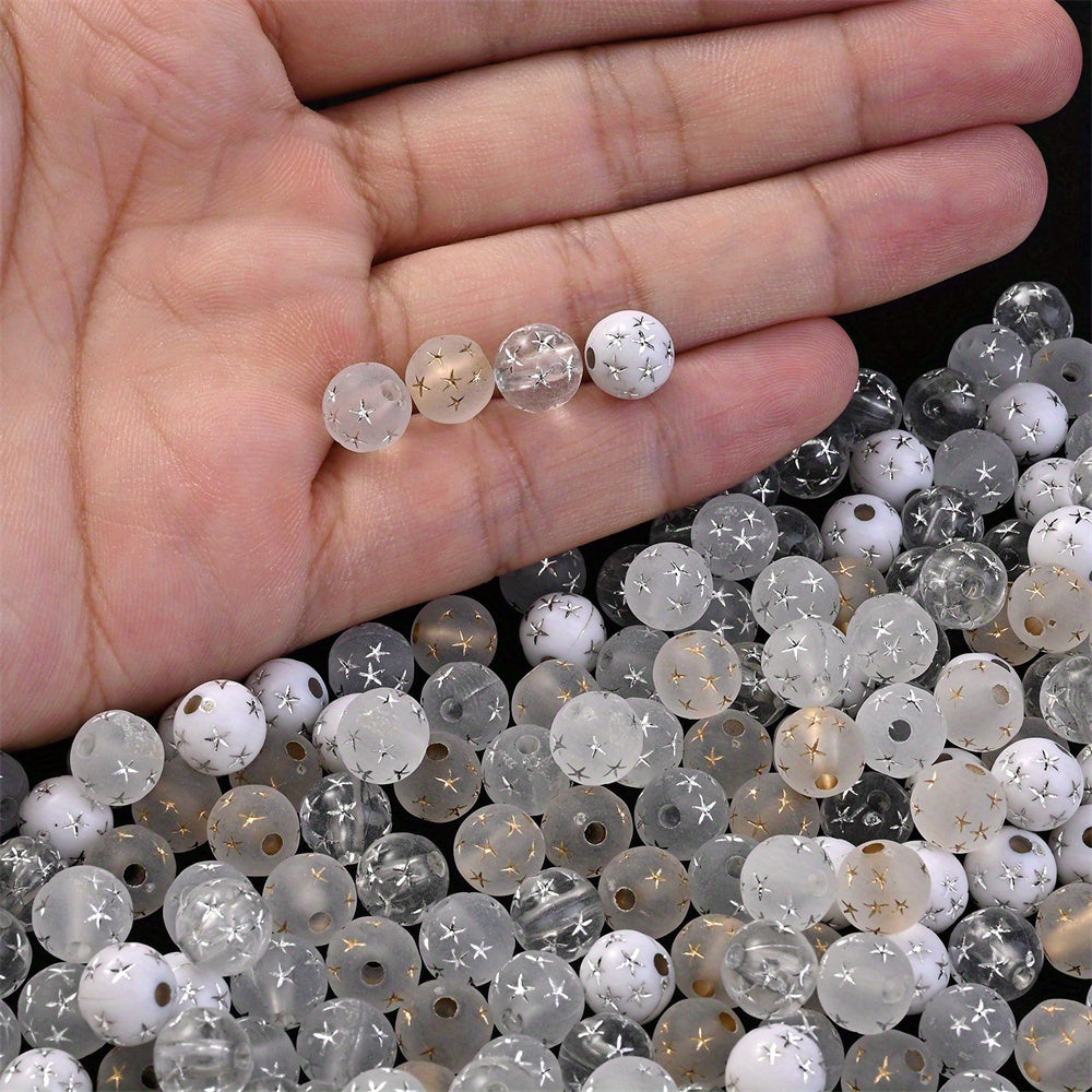 Matte Golden Silvery Star Acrylic Spacer Beads