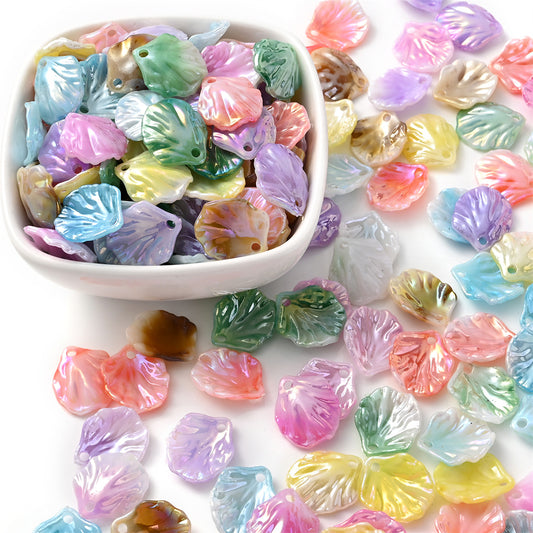 50pcs 15x17mm Acrylic Shell & Leaf Beads