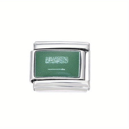 1pc 9x10mm Stainless Steel World Flag Module Charm Bead