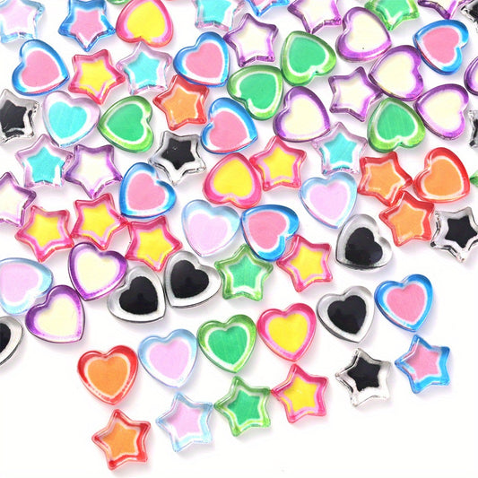 50pcs Colorful Heart & Star Patch Beads