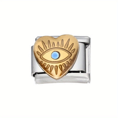 1pc 9x10mm Stainless Steel Evil Eye Module Charm Bead