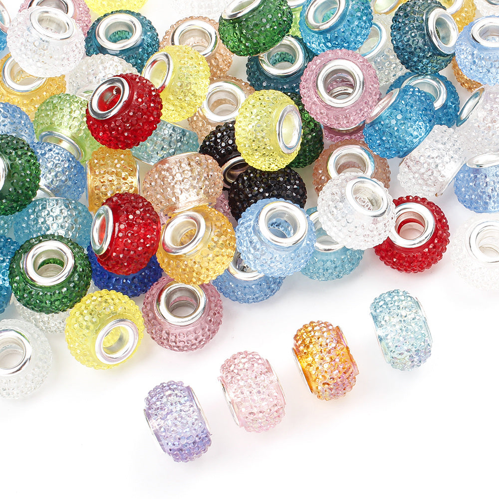 9x14mm Resin Rhinestone Inlaid Beads