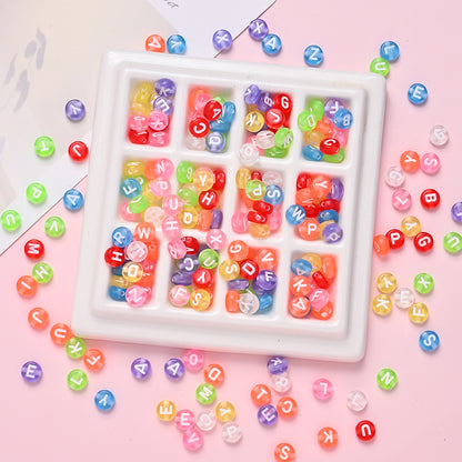 7mm Rainbow Acrylic Letter Beads
