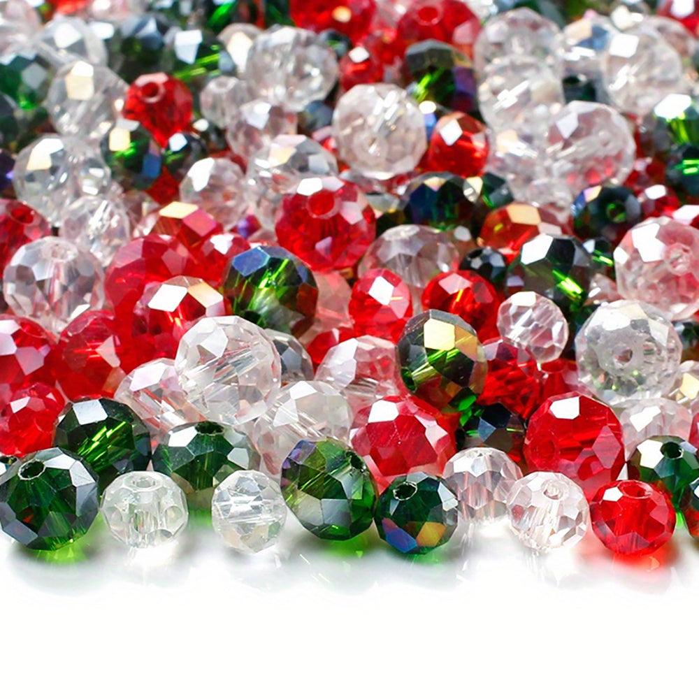 Christmas Mix Size Faceted Crystal Spacer Beads