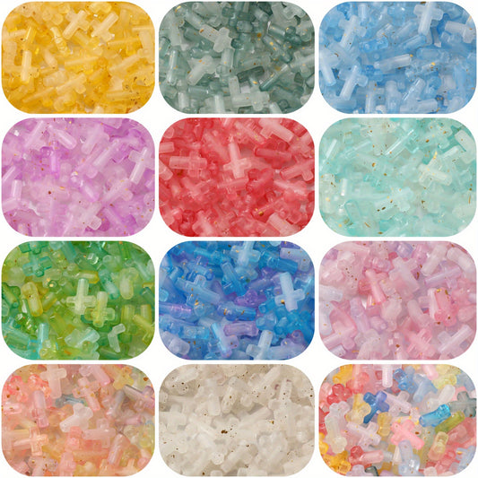 100pcs 15x12mm Gradient Acrylic Cross Beads