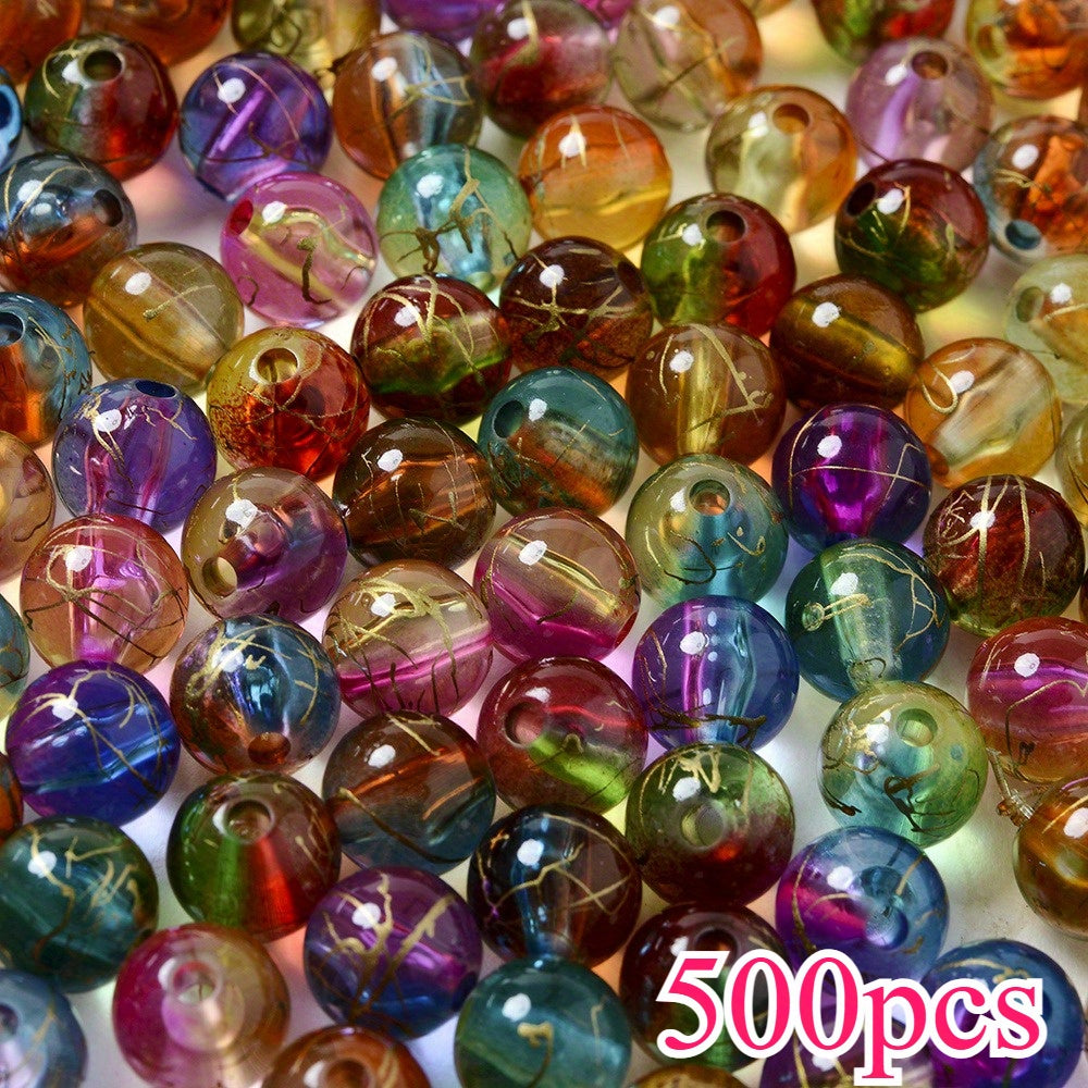 8mm Gradient Acrylic Golden Line Beads