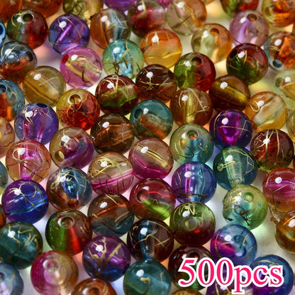 8mm Gradient Acrylic Golden Line Beads