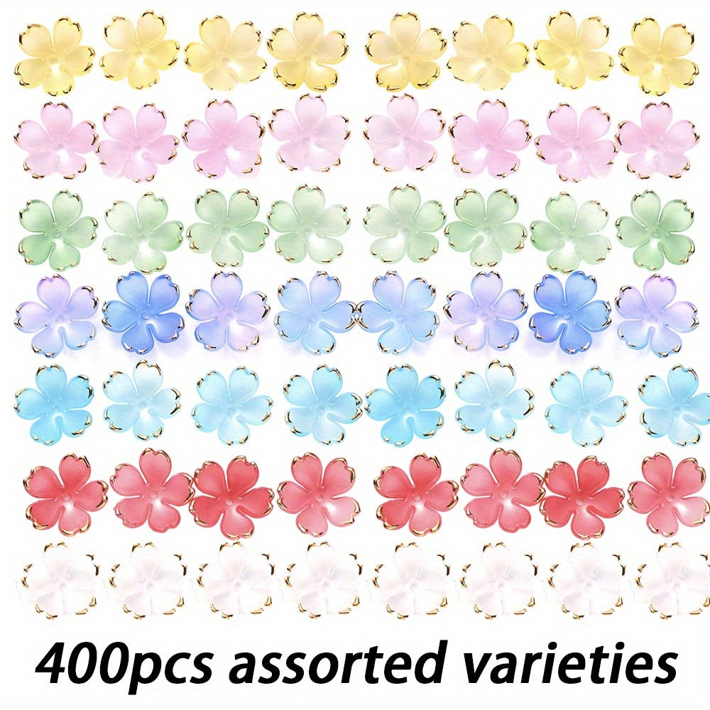 Multicolor Sakura Spacer Beads with Golden Edge