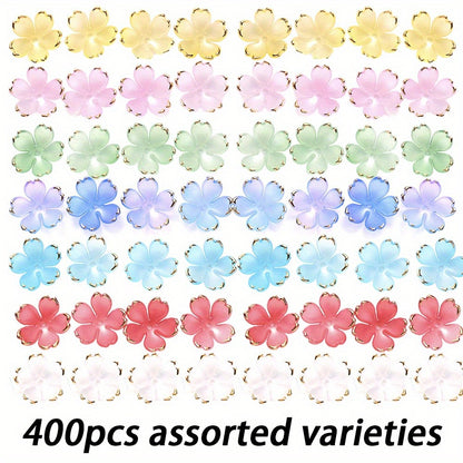 Multicolor Sakura Spacer Beads with Golden Edge