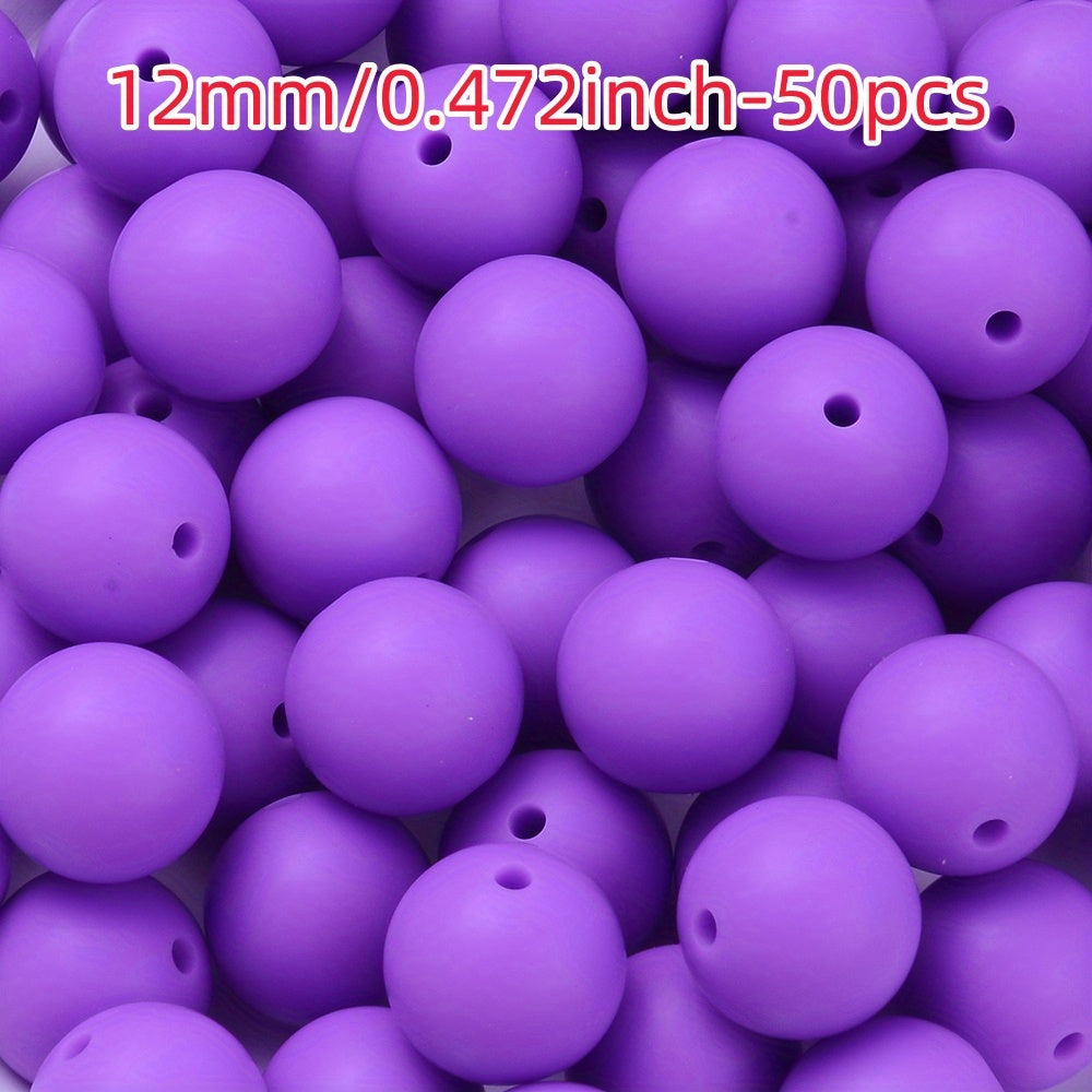 50pcs 12/15mm Rainbow Silicone Round Focal Beads