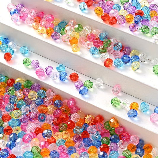 300pcs Colorful Faceted Acrylic Spacer Beads