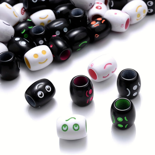 50pcs 12x9mm Black Symbol Pattern Acrylic Beads