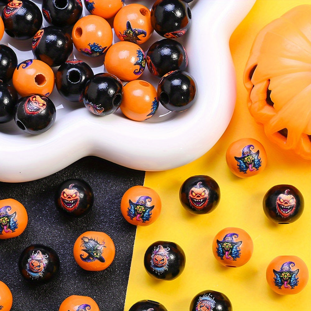 16mm Halloween Devil Design Wooden Beads