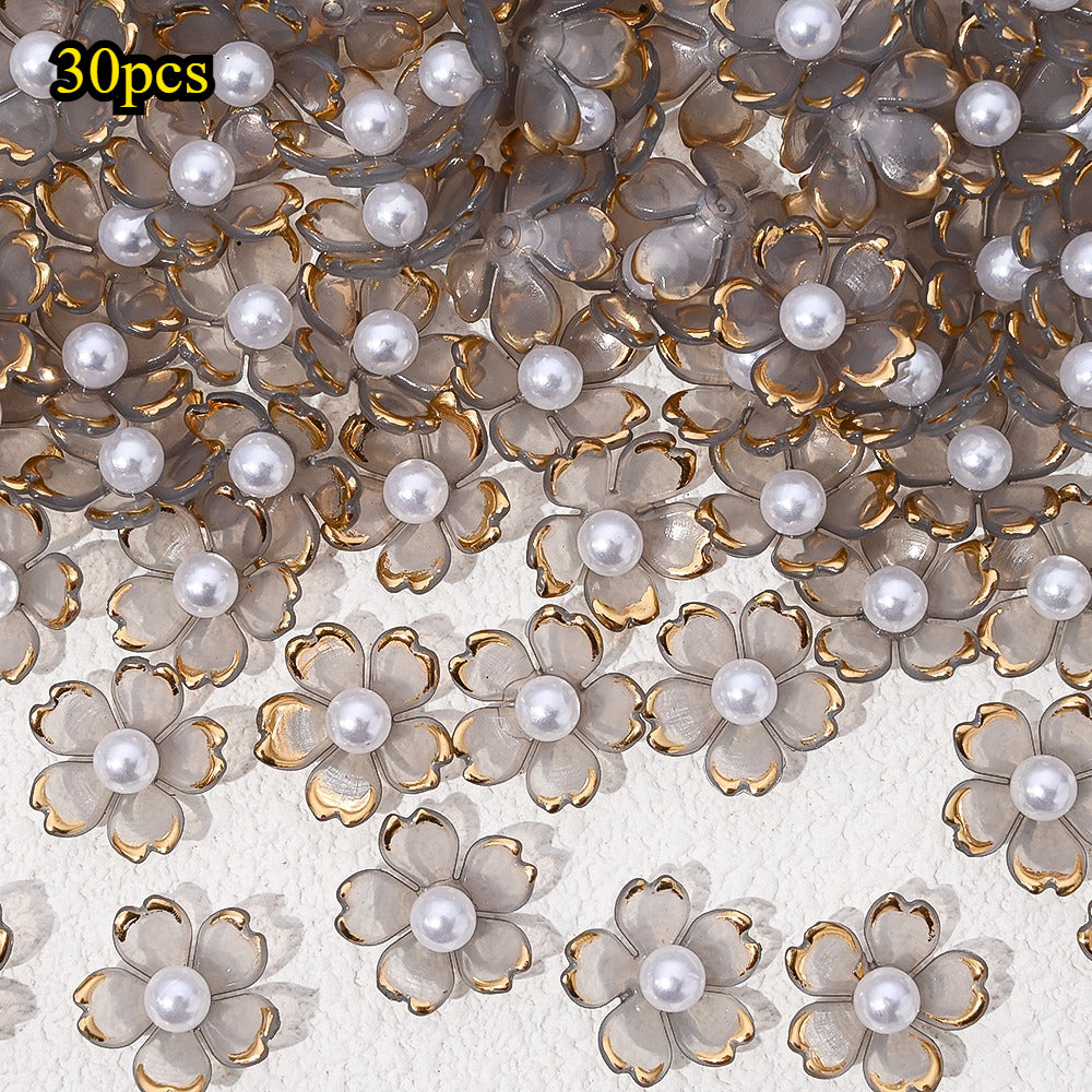 30pcs/set Transparent White Acrylic Cherry Blossom Flower Beads