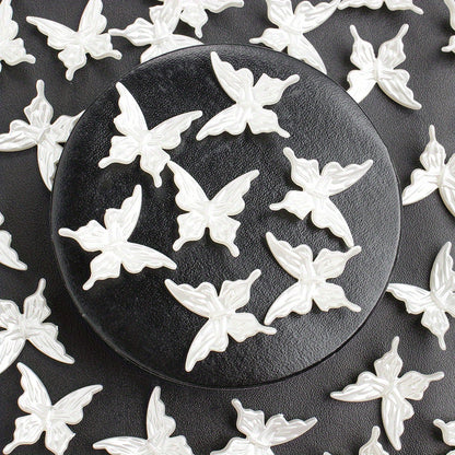 30pcs Pearlescent White Butterfly Beads