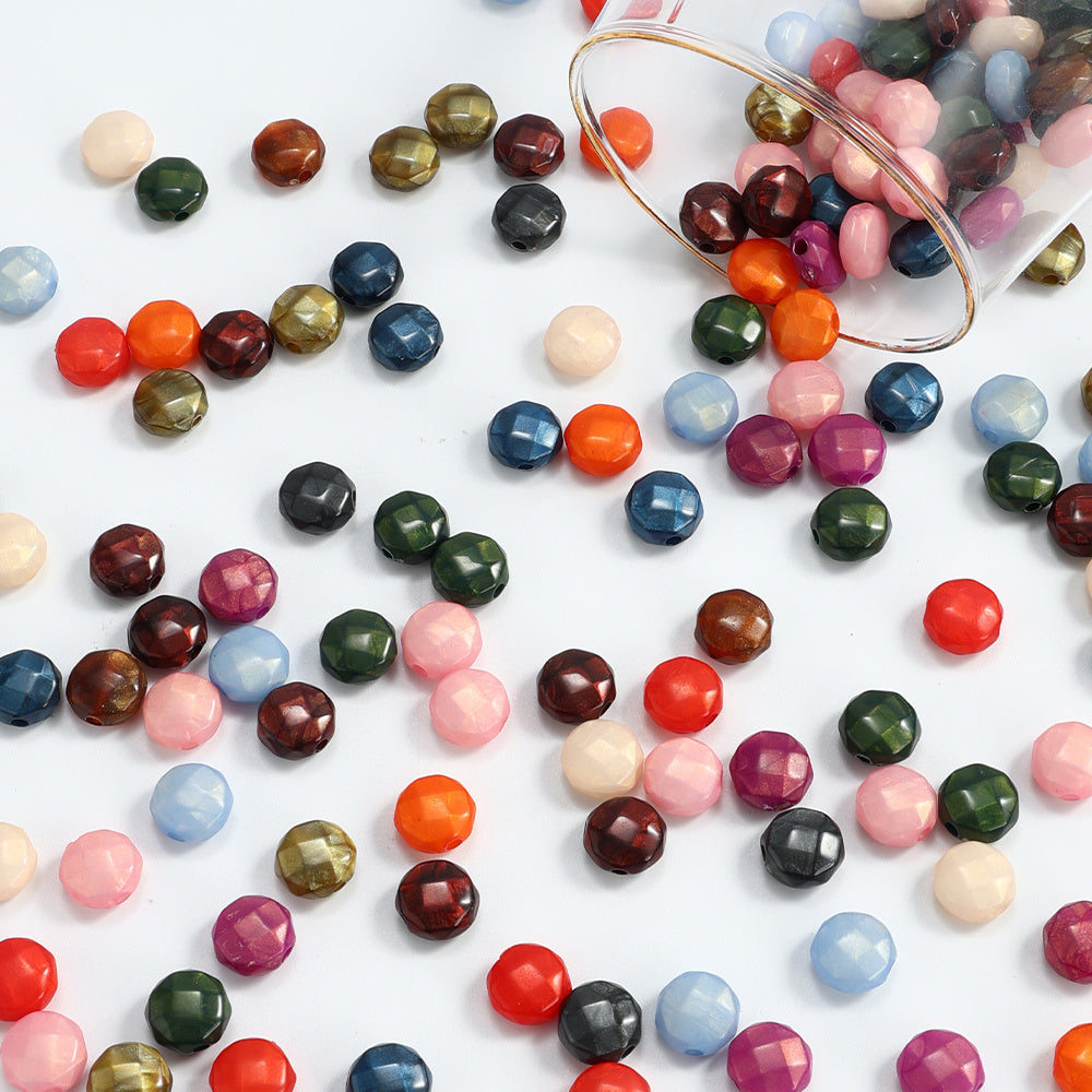 100pcs Flat Faceted Acrylic Spacer Beads