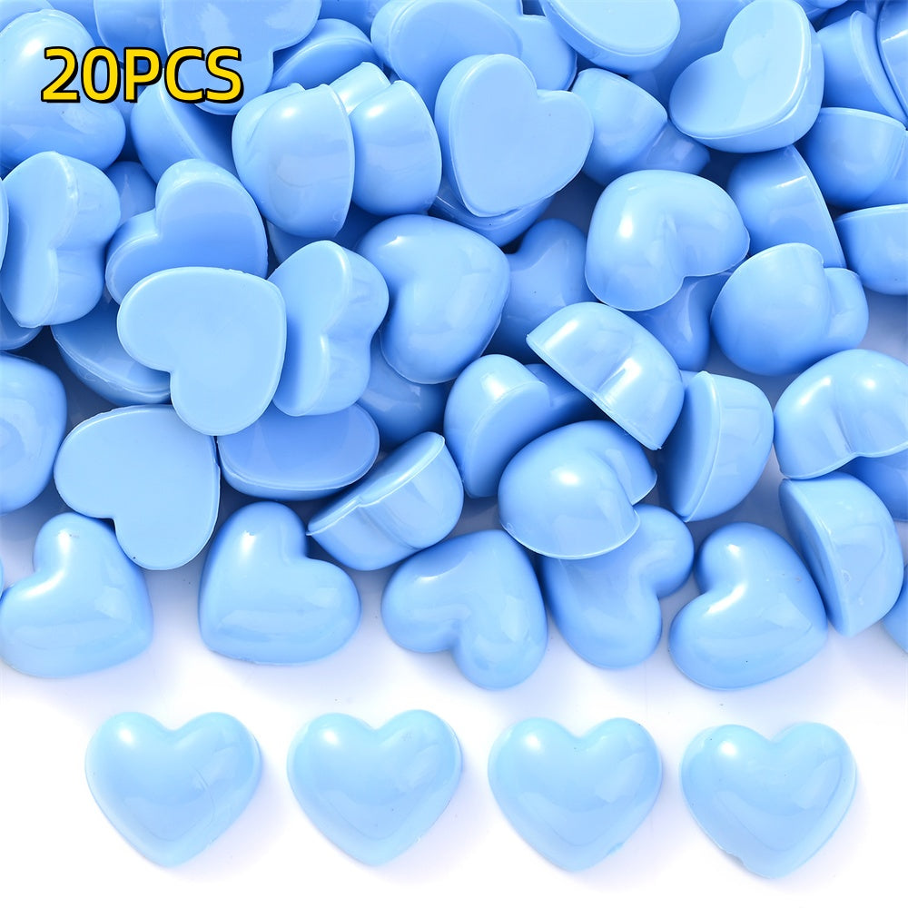 20/40pcs 12x13mm Colorful Heart Adhesive Beads