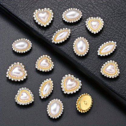 White Heart Oval Acrylic Pearl Beads