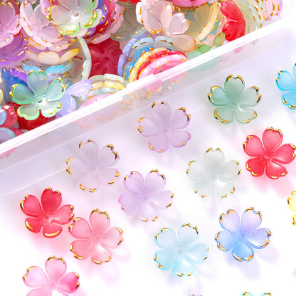 Golden Edged Five Petal Flower Acrylic Beads