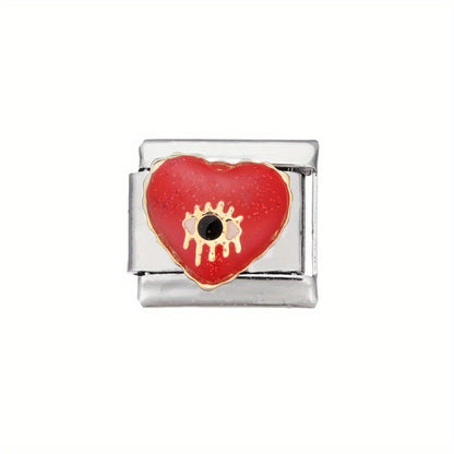 1pc 9x10mm Stainless Steel Evil Eye Module Charm Bead