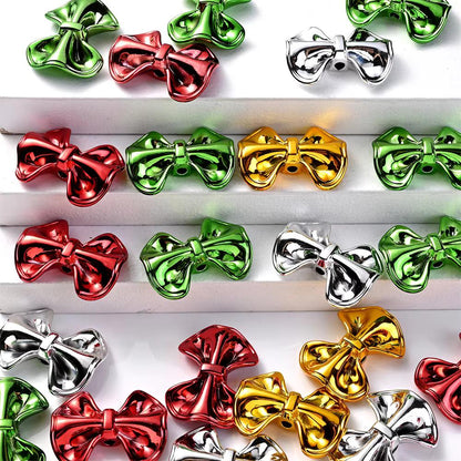 23 × 31mm 3D Christmas Bow Acrylic Spacer Beads, 10pcs