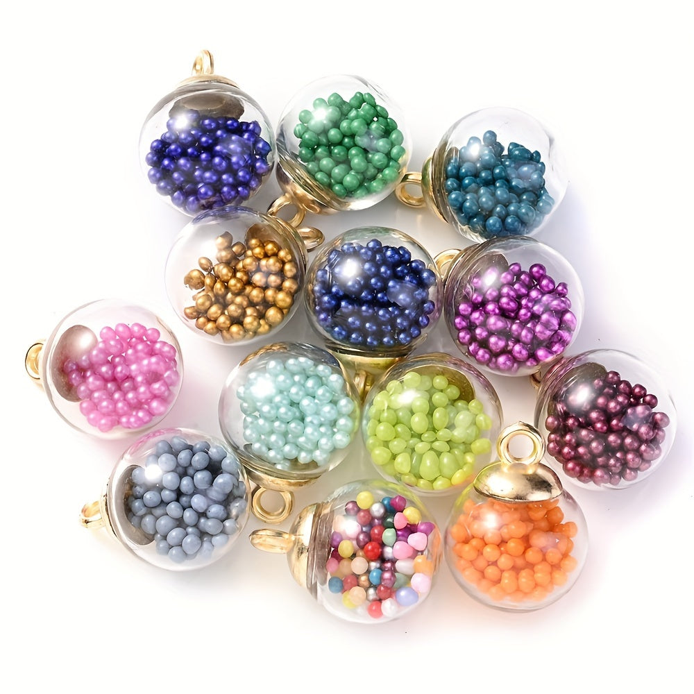 10PCS Transparent Glass Ball Pendants for Jewelry Making Mix Color Seed Beads DIY Earrings Necklace Handmade Jewelry Accessories