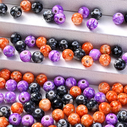 Halloween Round Wood Spacer Beads with Cord