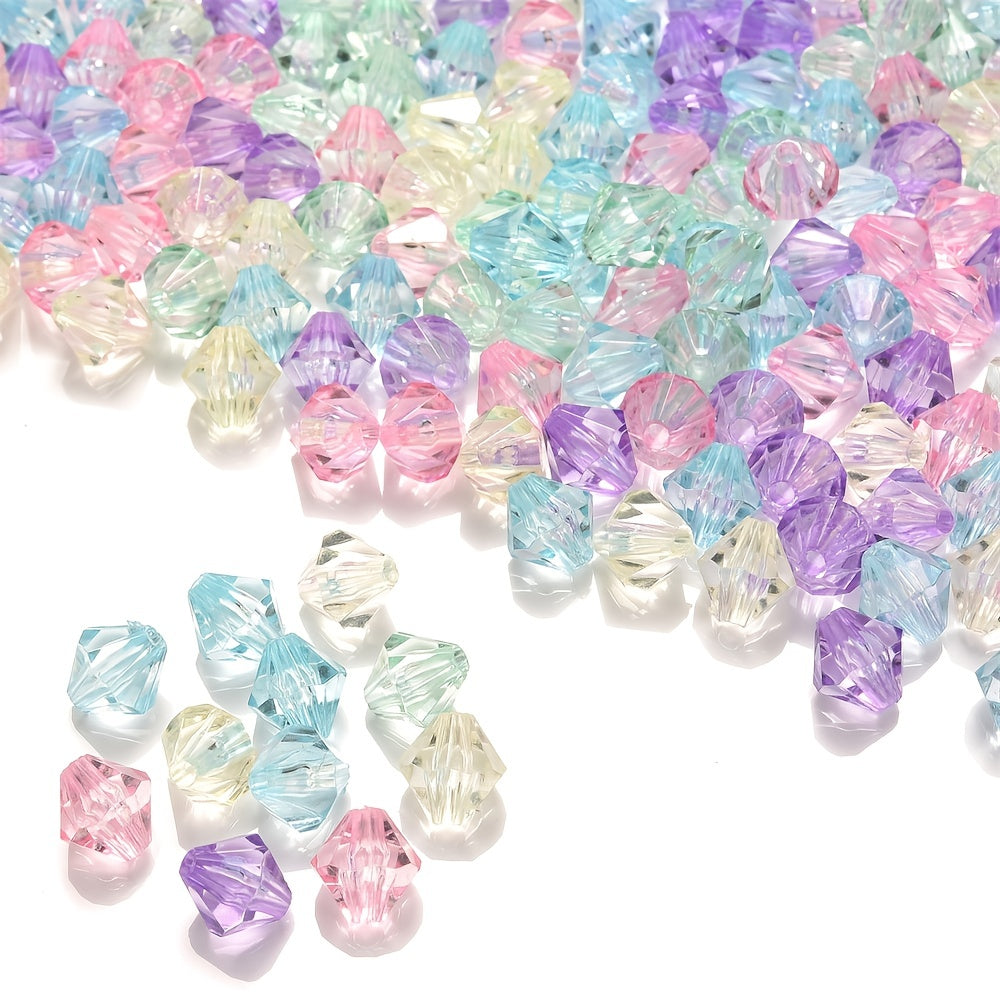 100-200PCS Faceted Acrylic Beads Mixed Transparent Loose Spacer Beads for DIY Jewelry Making Bracelets Necklace Accessories