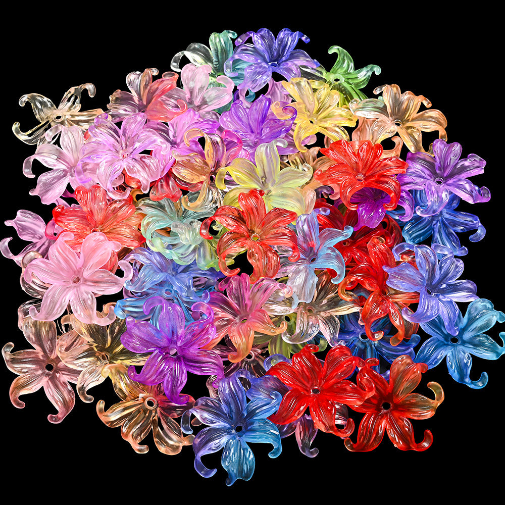 Transparent Gradient Iris Flower Beads