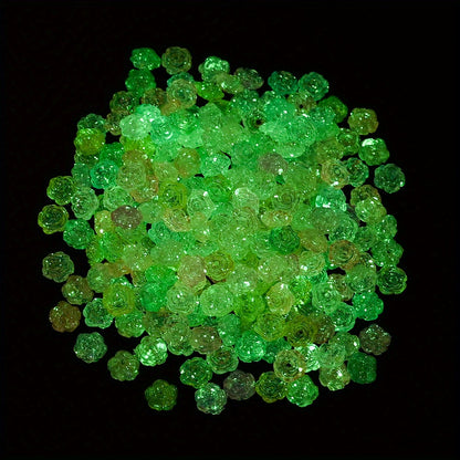 50pcs 8mm Glow-in-the-Dark Flower Rose Acrylic Beads