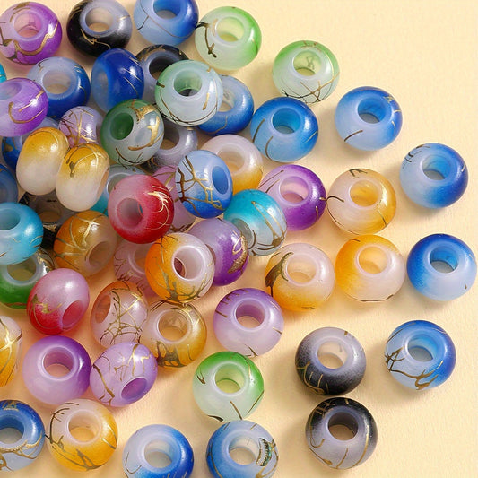 30pcs 9x14mm Golden Line Gradient Acrylic Round Beads