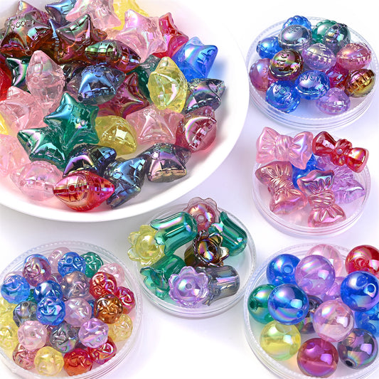 10pcs AB Multicolored Acrylic Bow Star Beads