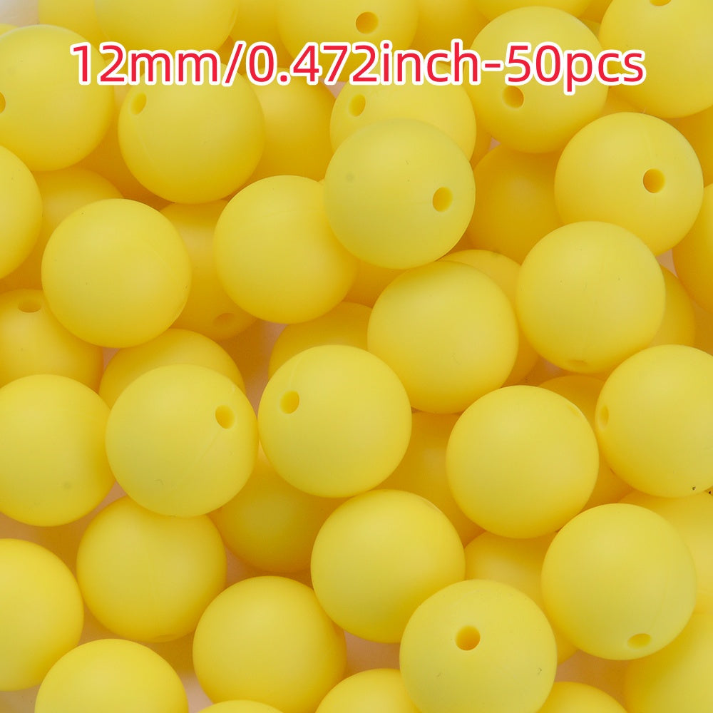 50pcs 12/15mm Rainbow Silicone Round Focal Beads