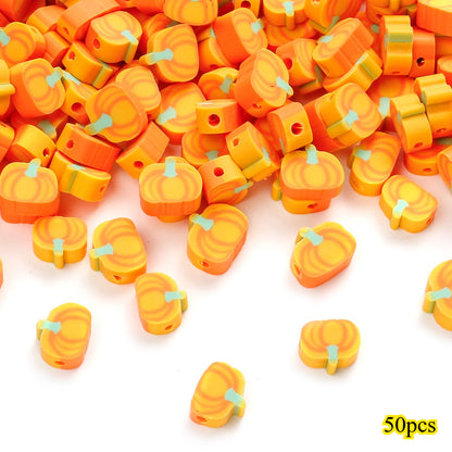 8–10mm Thanksgiving Fall Polymer Clay Spacer Beads, 50pcs