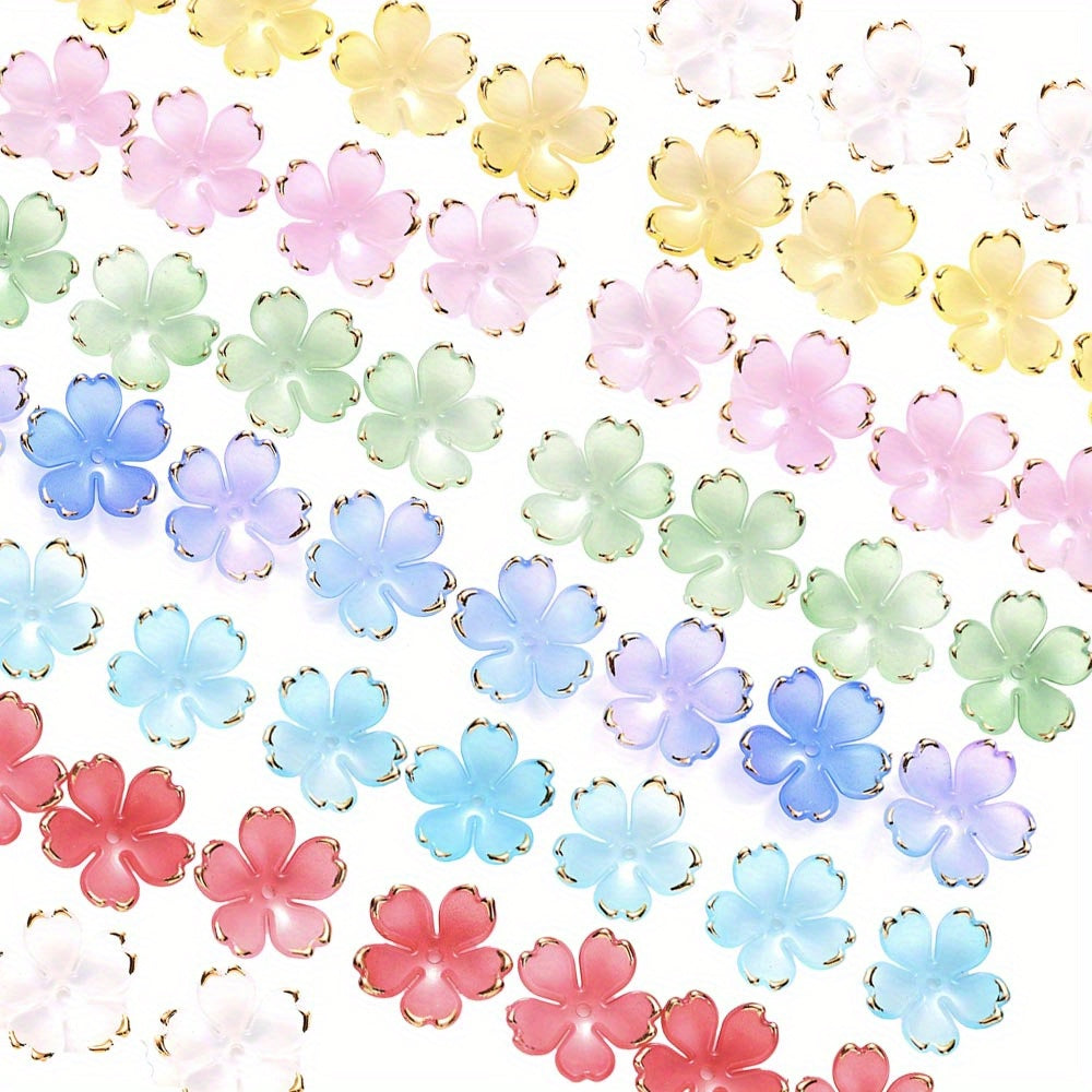 Multicolor Sakura Spacer Beads with Golden Edge