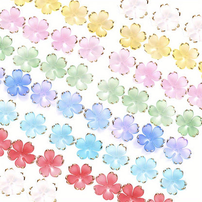 Multicolor Sakura Spacer Beads with Golden Edge