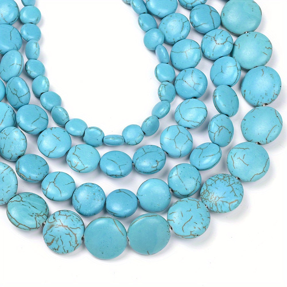 Blue Stone Flat Round Beads