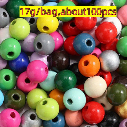 4/6/8/14mm Multicolor Wooden Round Spacer Beads