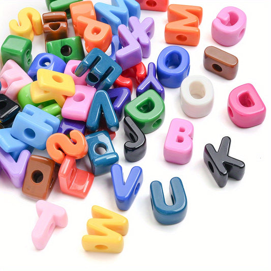 Mixed Color Acrylic Letter-Shaped Spacer Beads, 10pcs