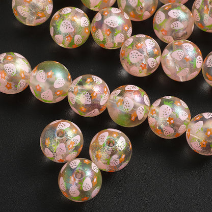16mm Matte Resin Strawberry Print Beads