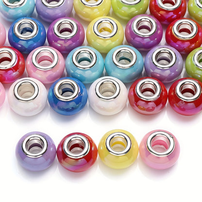 AB Colorful Heart Resin Mermaid Flatback Beads