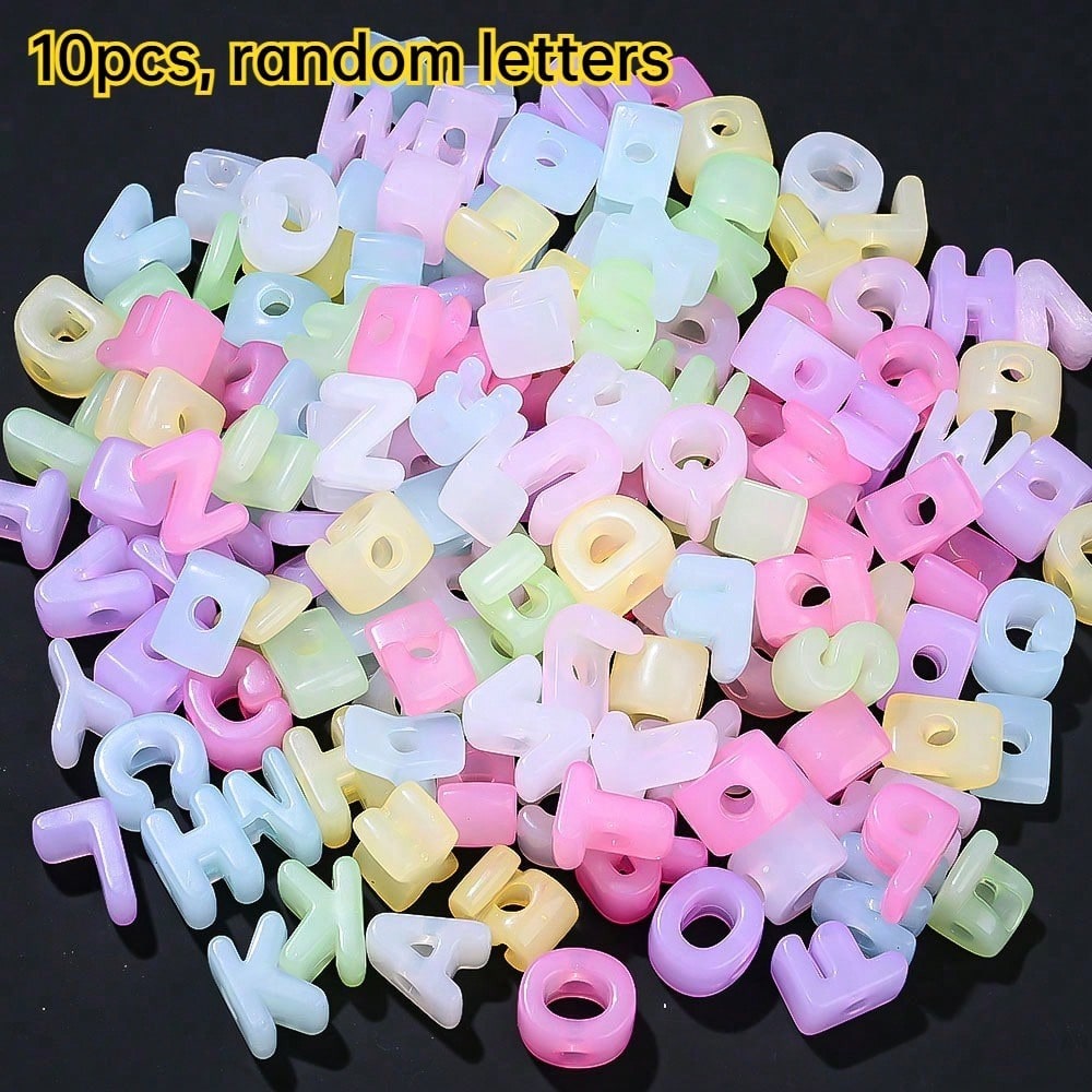Golden / Silver Shiny CCB Big Hole Alphabet Beads, 10pcs