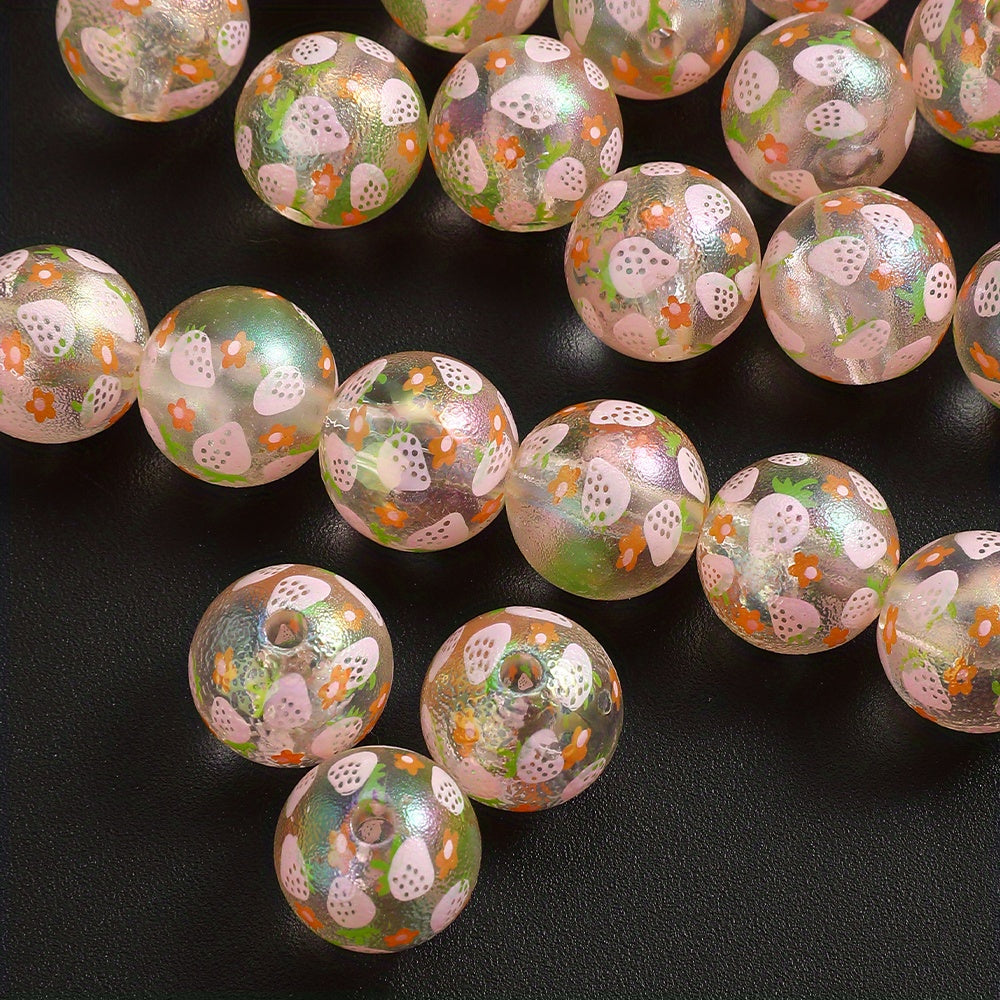 4/10pcs 16mm Pink Strawberry Resin Beads