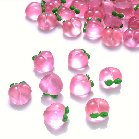 10pcs Pink Transparent Peach Jelly Resin Fruit Beads