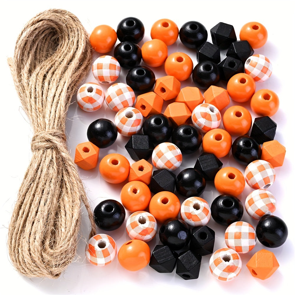 Halloween Wood Faceted Spacer Beads