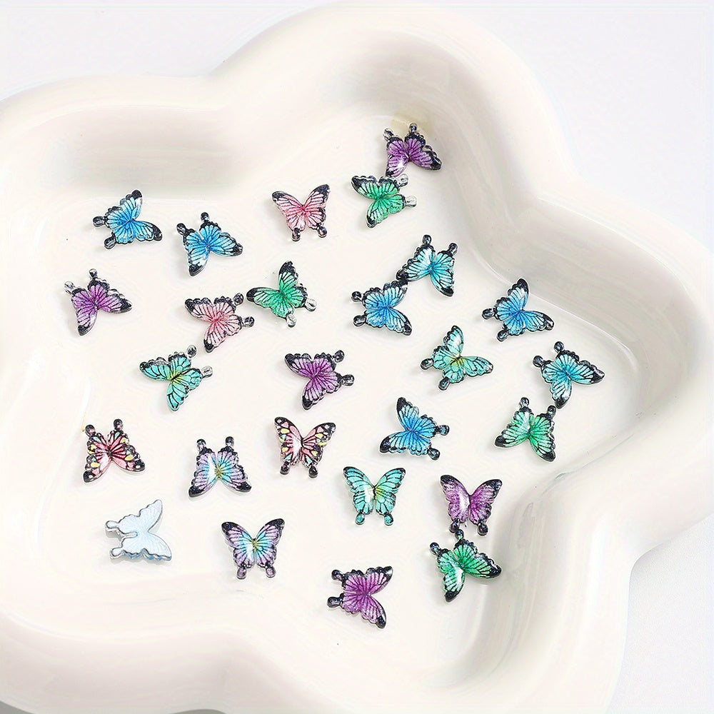 30/50pcs 10x11mm Resin Mini Butterfly Flatback Beads
