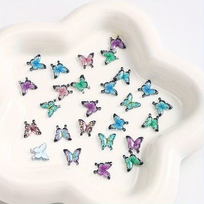 30/50pcs 10x11mm Resin Mini Butterfly Flatback Beads