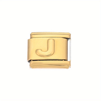 1pc 9x10mm Golden Stainless Steel Letter Bead