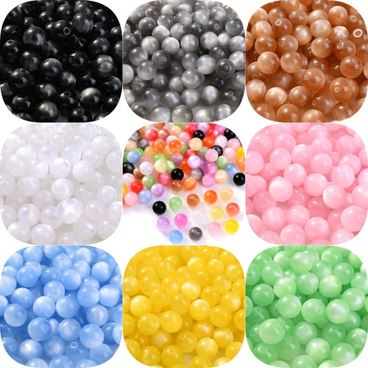 30pcs 8mm Colorful Resin Cat Eye Beads