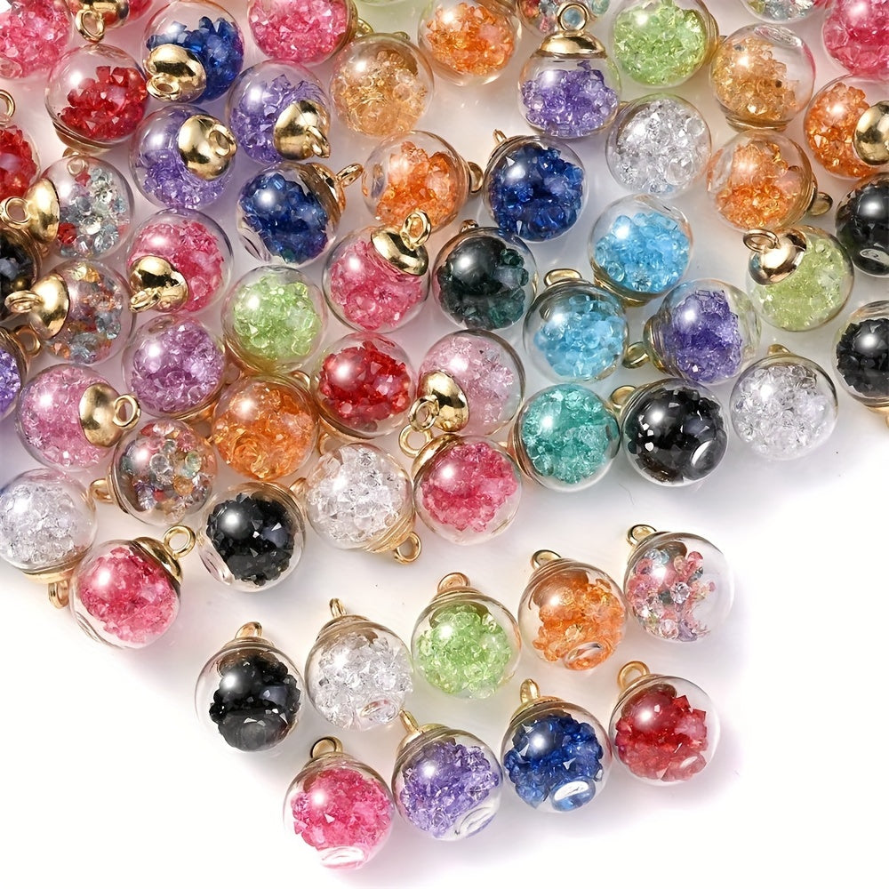 10pcs 16x21mm Transparent Glass Ball Rhinestone Pendants
